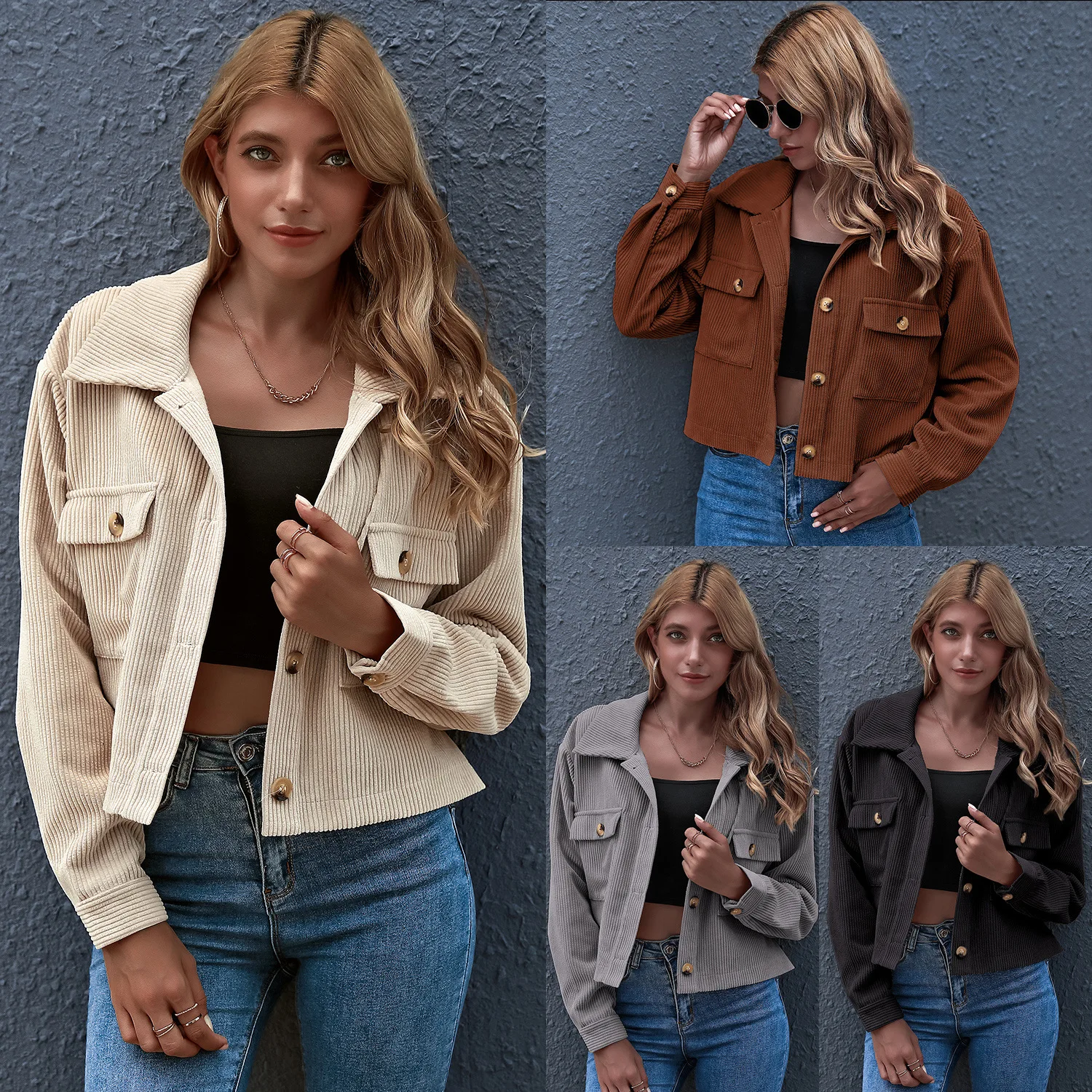 

women's tops long sleeve blouse dropshipping women shirts Casual Spliced soild women's coats women's blouse