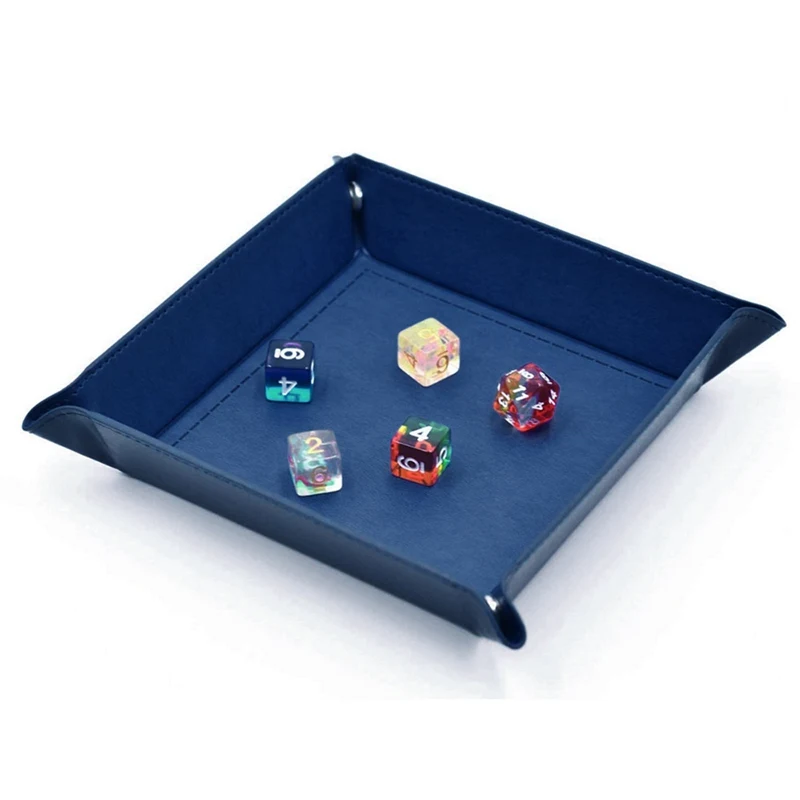 Folding Dice Storage Box PU Leather Quadrilateral Table Tray Coin Keys Holder | Дом и сад