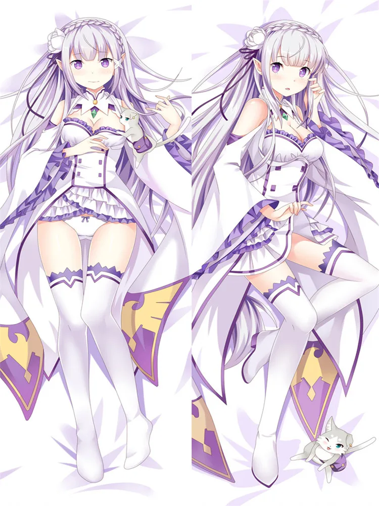 

2017 update Anime Re Zero kara Hajimeru Isekai Seikatsu Emilia Dakimakura Body Decorative Pillowcases Hugging Pillow Cover