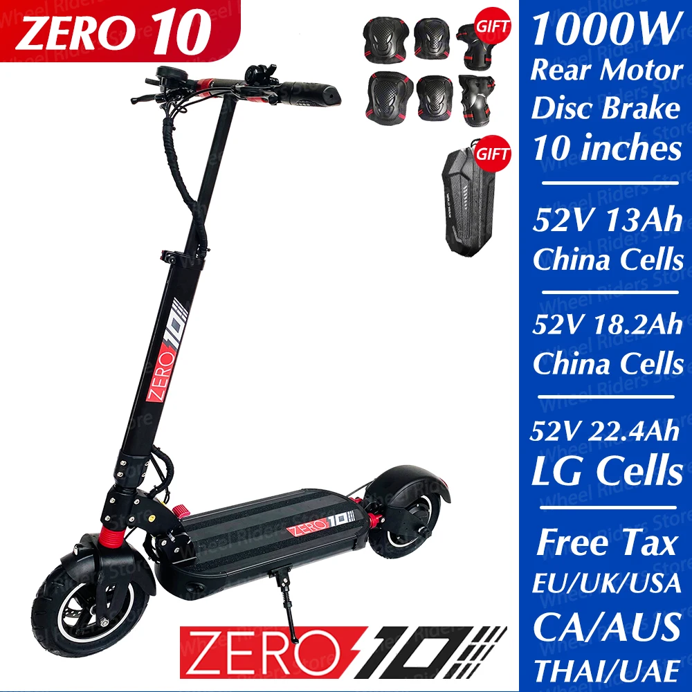 Скутер ZERO 10 одномоторный 52 в Электрический скутер скейтборд 13ah 18.2ah 22.4ah LG