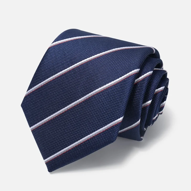 Высокое качество 2020 дизайнер новая мода темно синий полосатый 8 см галстуки для