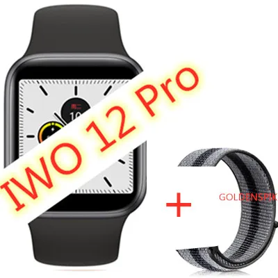 add Nylon strap Часы 5 IWO 12, умные часы с Bluetooth, 1:1 40 мм, 44 мм, умные часы для женщин и мужчин, для iOS, Apple, iphone X, Android phone, PK IWO 11/10 - Color: add Nylon strap