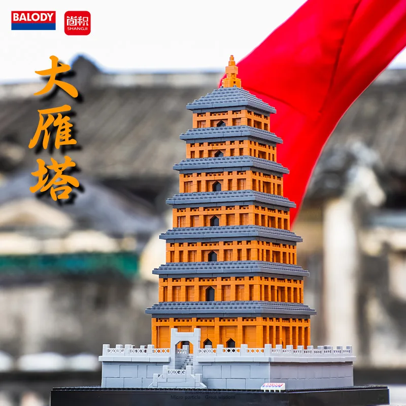 

Balody Architecture Wild Goose Pagoda Tower 3D Model Building Block Set DIY Mini Diamond Bricks Assemble Toys for Boys Gifts