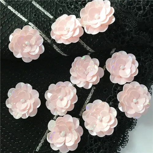 PINK COLOR 10PCS AHYONNIEX 10 шт./лот маленькие блестки цветы нашивки с бисером нашивки пришить Бисероплетение аппликация Одежда DIY серьги обувь сумки нашивки - Цвет: PINK COLOR 10PCS