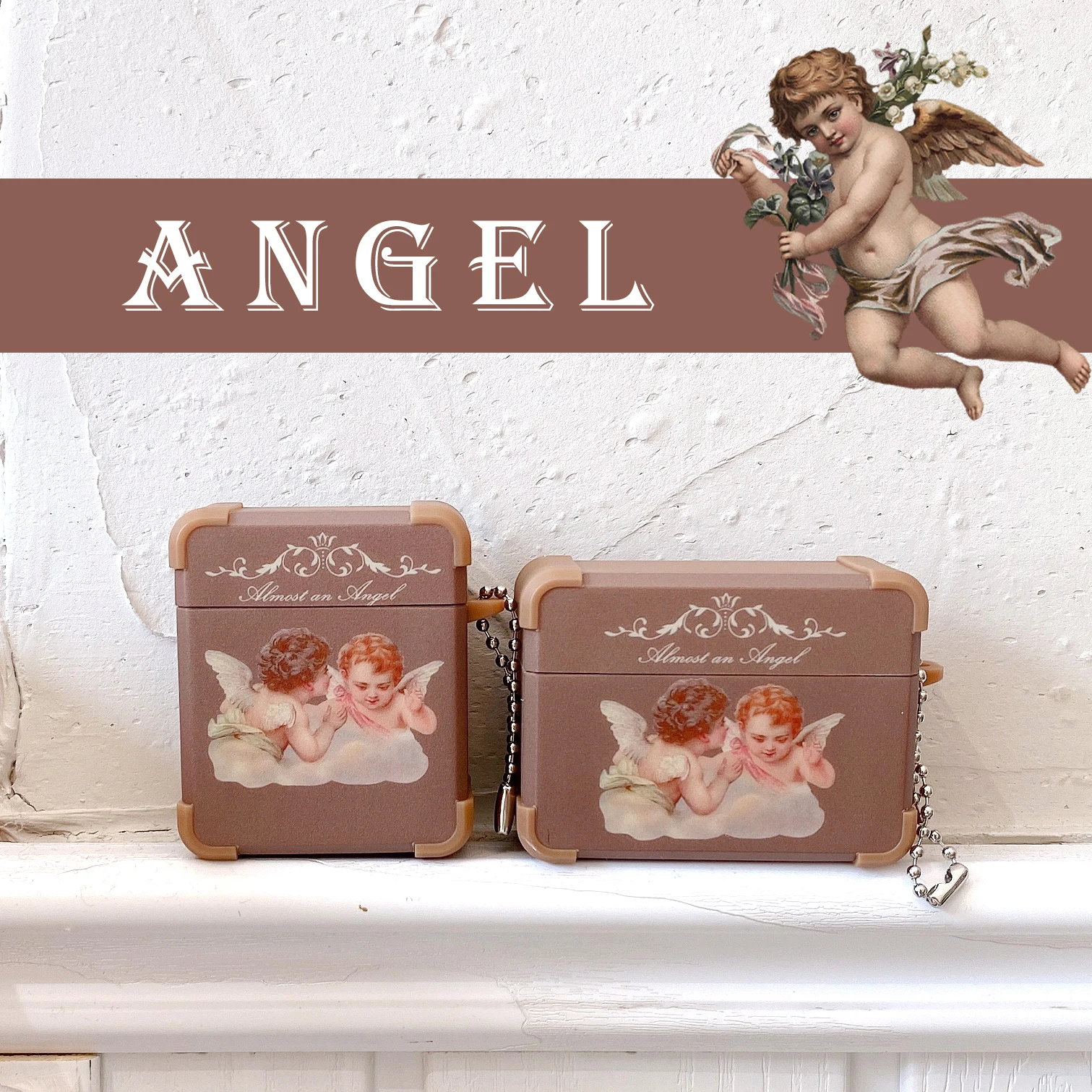 

Защитный чехол высокого качества для Apple Airpods 1 2 Pro, зарядный бокс IMD, Матовый Ретро чехол с цепочкой для ключей, классический ангел