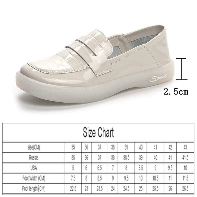 

Women's Sneakers Large Size 2021 Amoi British Style Patent Leather Girl Vulcanized Shoes Flat Loafers Nurse Shoes Women