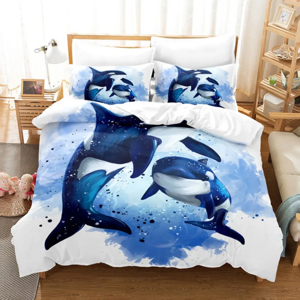 

Dolphin Shark Bedding Set Single Twin Full Queen King Size Ocean Fish Bed Set Children's Kid Bedroom Duvetcover Sets 3D Print 15