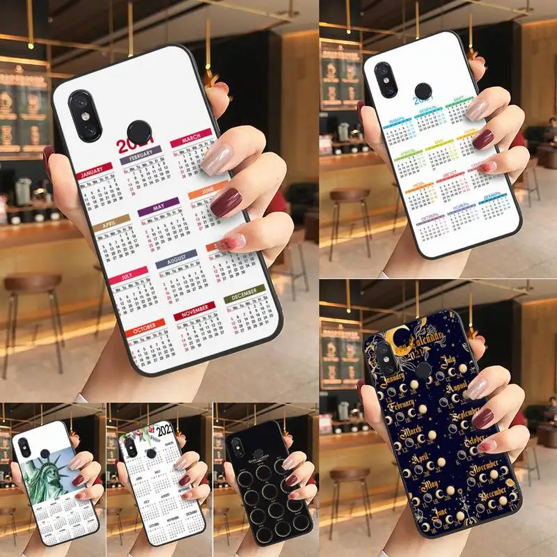 

2021 Calendar Phone Case Phone Case For Redmi K20 Note 5 7 7a 6 8 Pro note 8T 9 Xiaomi Mi 8 9 SE