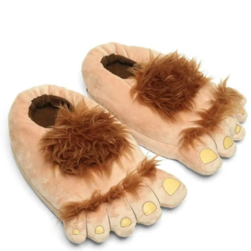 

WEH men slippers winter 2021 Chunky Men Warm Paw Slippers Unisex Size Creative Faux Fur Shoes Man Designer Bigfoot Indoor Shoes