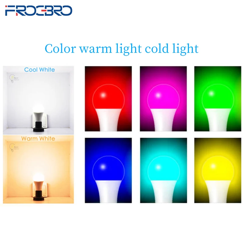 

FROGBRO RGB Color Changing 9W 10W 100-256V Smart Home Remote Control Led Light Bulb Lamp For Home Alexa Google Smart Life Tuya