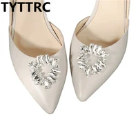 diy rhinestone triangle shining decorative shoe clips accessories buckle crystal flower elegant wedding party shoes decorations