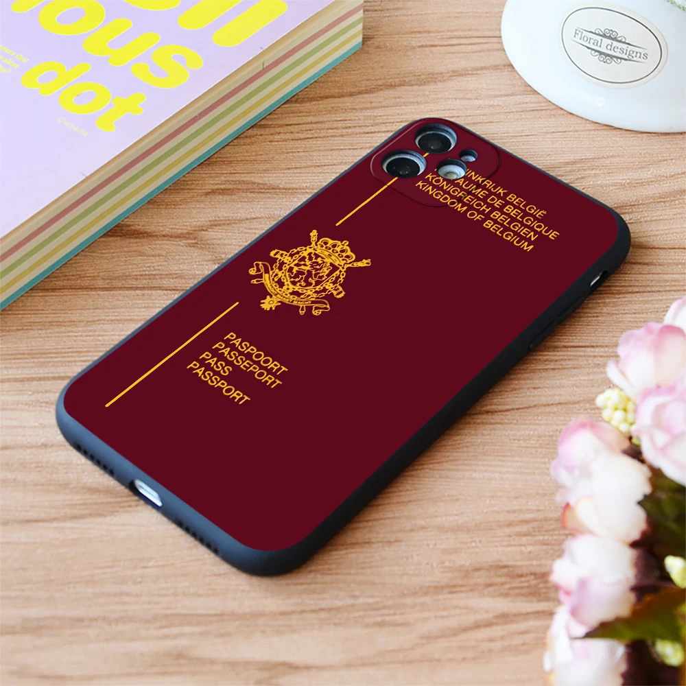 

For Iphone Belgium Passport Print Soft Matt Apple iPhone Case 6 7 8 11 12 Plus Pro X XR XS MAX SE