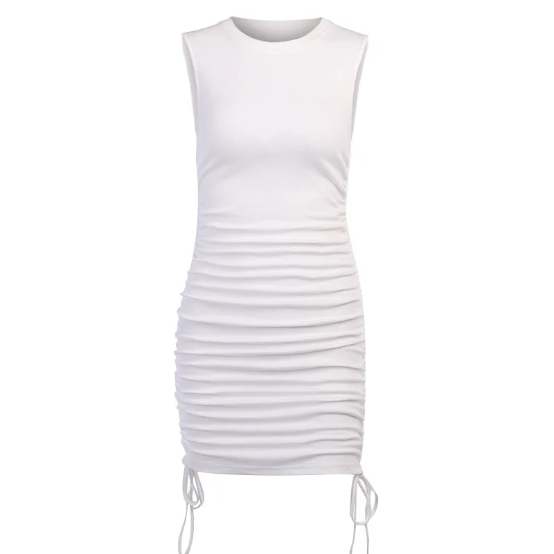 

2021 summer new style sleeveless fashion pleated lace dress summer