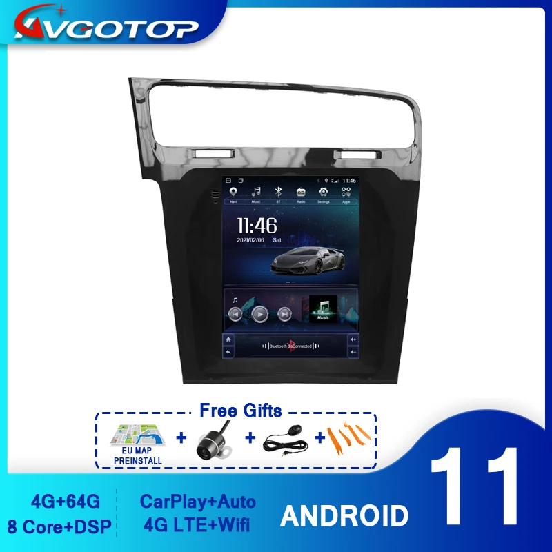 AVGOTOP Android 11 Tesla вертикальный экран автомобильное радио GPS мультимедийный для VOLKSWAGEN