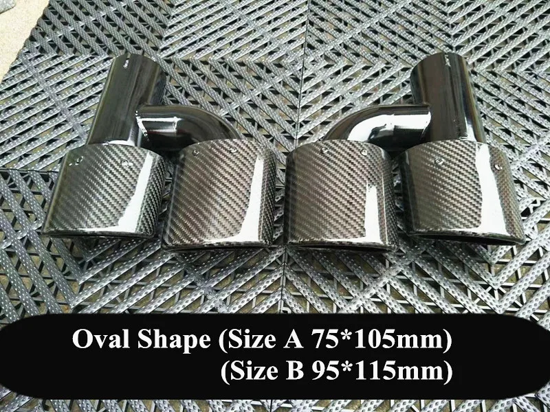 Одна пара овальных двойных глянцевых черных углеродных наконечников для