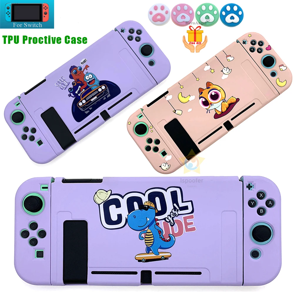 NS Switch Protective Cover Case Soft TPU Protective Cover Cute Pink Case Housing Full Shell Protector for NS Switch Game Console