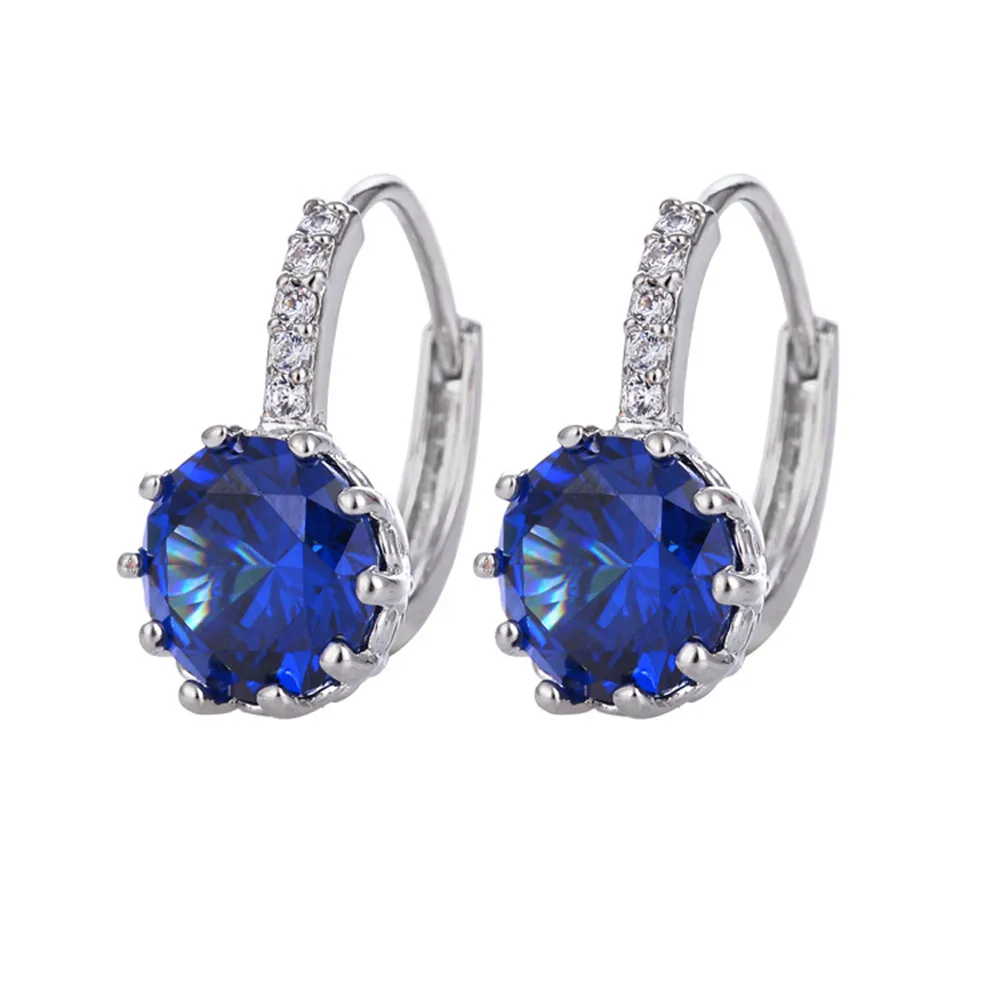 Новые модные циркониевые серьги-гвоздики со стразами блестящие красочные