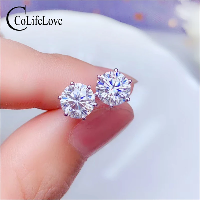 Серьги ювелирные изделия CoLife 925 серебряные с мусанитом для повседневной носки 6 5
