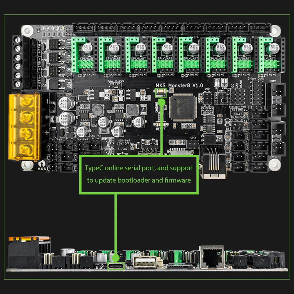 mks monster8 motherboard 168mhz 9 motor interfaces control board for 8 axis voron marlin 3d printer parts free global shipping