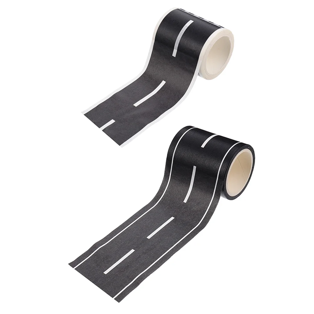 

2 Rolls of Railway Design Paper Tapes DIY Road Adhesive Tape Decor (Black)