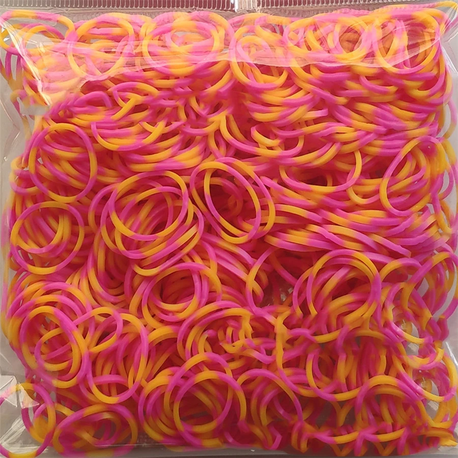 Pink-yellow 600 эластичные резиновые браслеты разных цветов, детские домашние браслеты для плетения, браслеты для женщин - Окраска металла: Pink-yellow