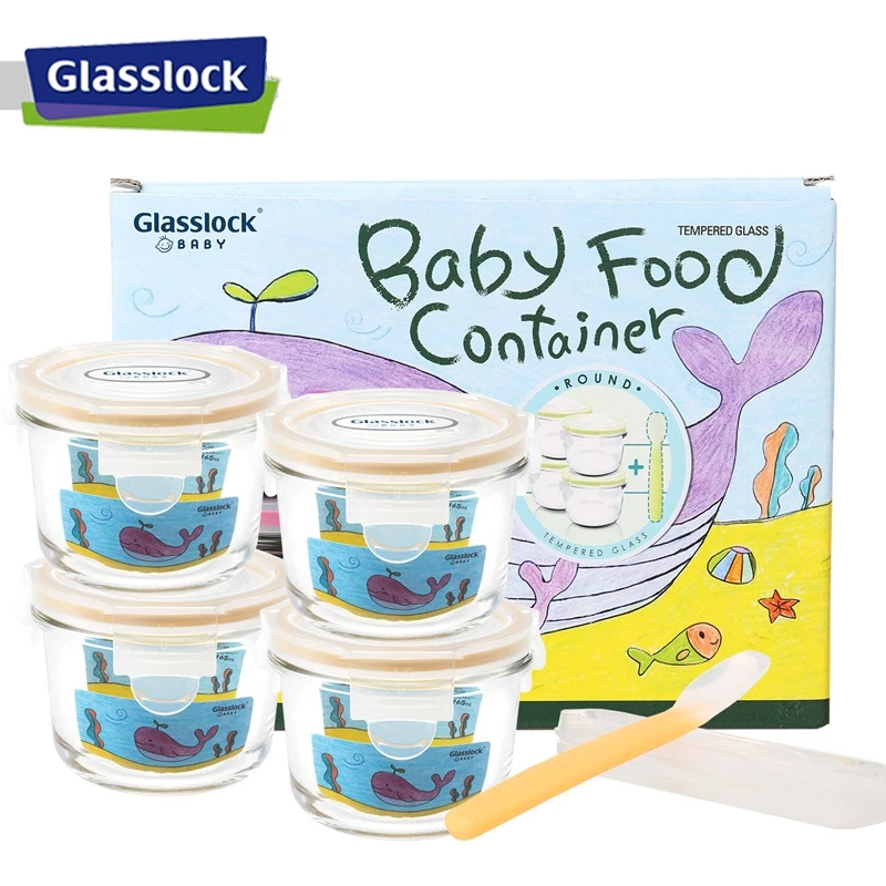 Set of 4 pcs Tempered Glass Baby Food Container Small Storage Box Oragnizer Pudding Dispenser Kitchen Tools Tableware for Kid | Дом и сад