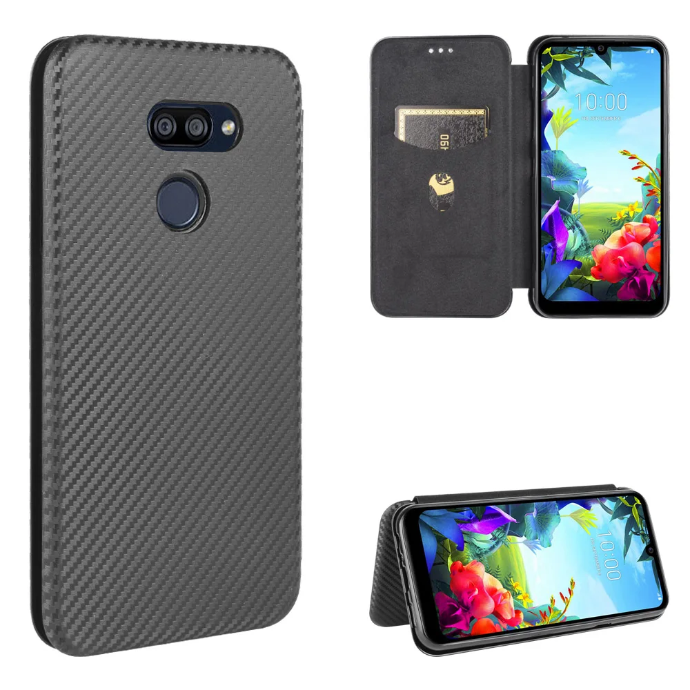 Для LG K40S чехол 6 1 дюймов углеродного волокна Флип кожаный для LM-X430 Бизнес