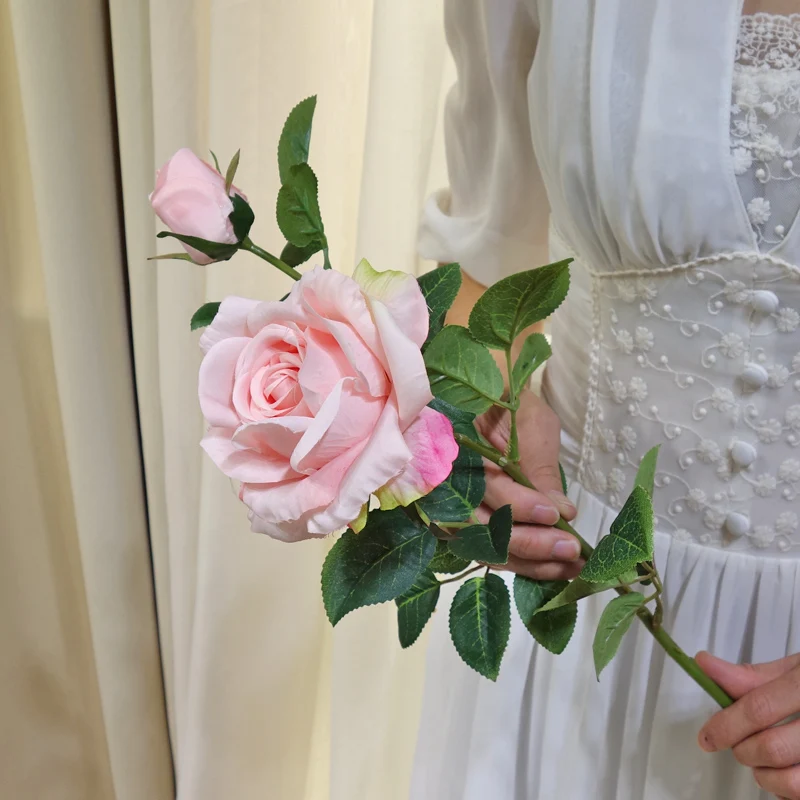 2 Heads Fake Roses Branch Flores High quality Artificial flowers Bouquet Plastic Silk Flowers Bride For Home Wedding Decor | Дом и сад