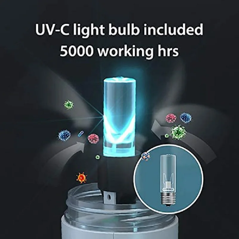 

Eliminate and Sanitize Airborne Germs & Odor with Portable UV-C Air Purifier Keep Air Clean for Bedrooms