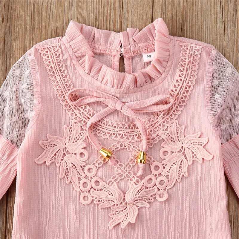 2 шт. кружевная футболка и мини юбка для девочек|Комплекты одежды девочек| |