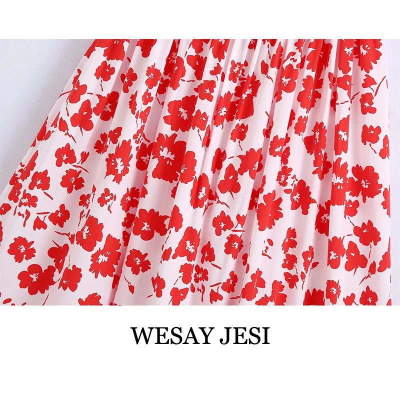 

WESAY JESI Fashion Summer Dress Woman 2021 Elegant Party Dresses Long Dress Puff Sleeve Elastic Chest Backless Vintage Female