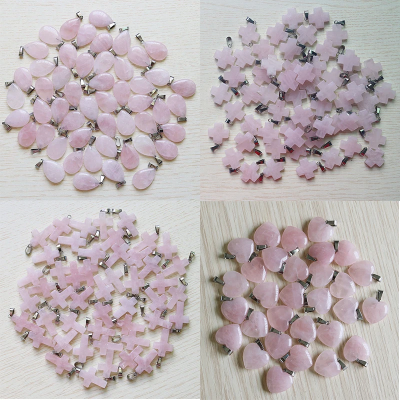 Серьги с подвеской в виде сердца из розового кварца 30 шт./лот | Украшения и
