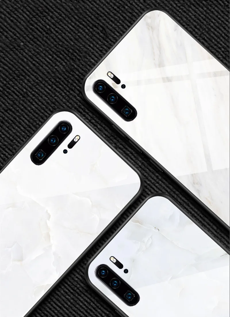 Tempered Glass Case For Huawei 9 10 Lite 8X 8X MAX White Marble Phone Cases For Nova 3 P-smart-Z P30 P20 Lite MATE 20 LITE Funda