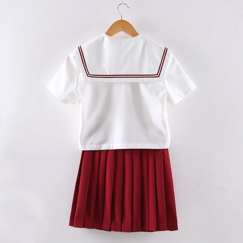 

White Red Sets Japanese School Uniform Skirt Jk Uniform Class Uniforms Sailor Suit College Wind Suit Female Students Uniforms XL
