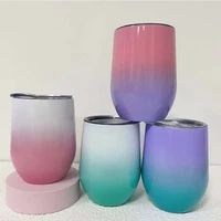 12oz ombre wine tumbler with sealed lids stainless steel gradient colors thermos beer mugs insulated water glass for part gift