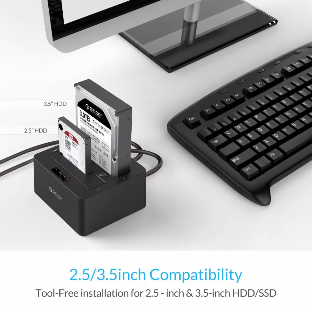 Док-станция ORICO 2,5 3,5 Dual Bay USB 3,0 на SATA HDD SSD чехол для жесткого диска инструмент Бесплатный Дубликатор 24 ТБ для Windows Mac OSX9.1