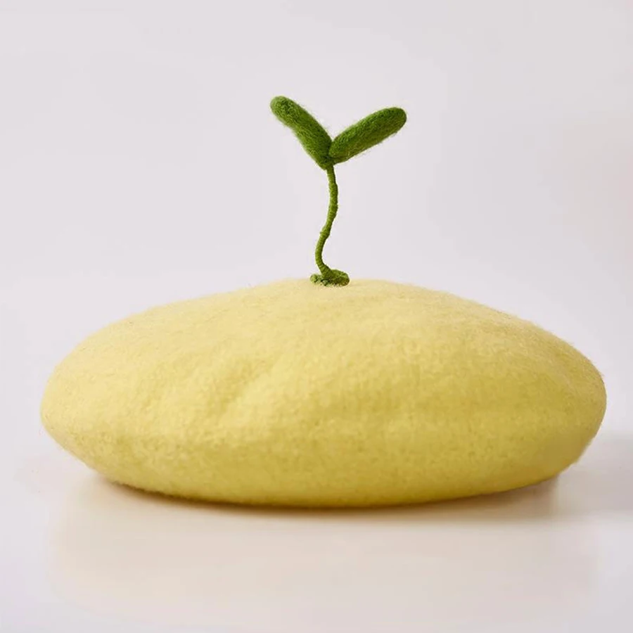 Твердые Шерсть Войлок завод береты Повседневное милый Зимний берет Для женщин