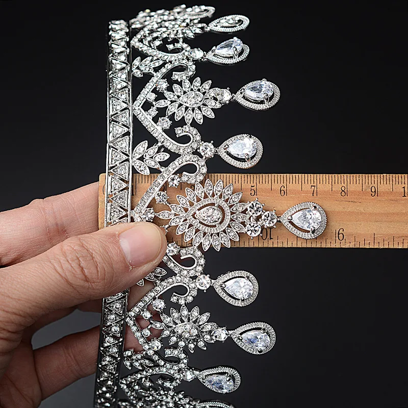 SLBRIDAL сплав Стразы Кристалл Кубический цирконий цветок Свадебная Тиара Принцесса