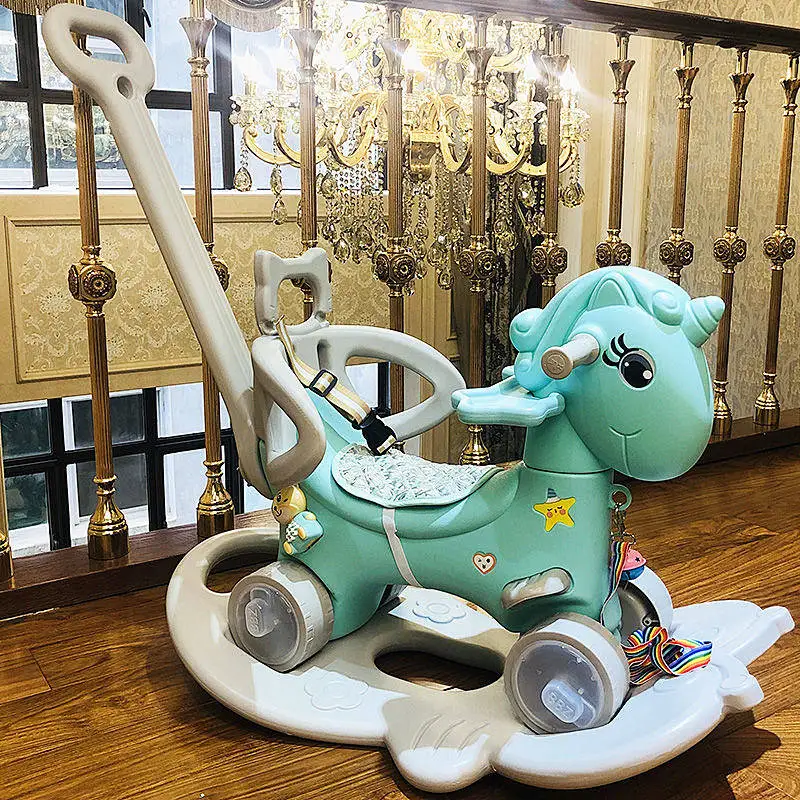 Children's Rocking Horse Trojan Horse 1-3 Year Old Baby Toy Birthday Gift Rocking Horse Dual-purpose Rocking Cradle Scooter