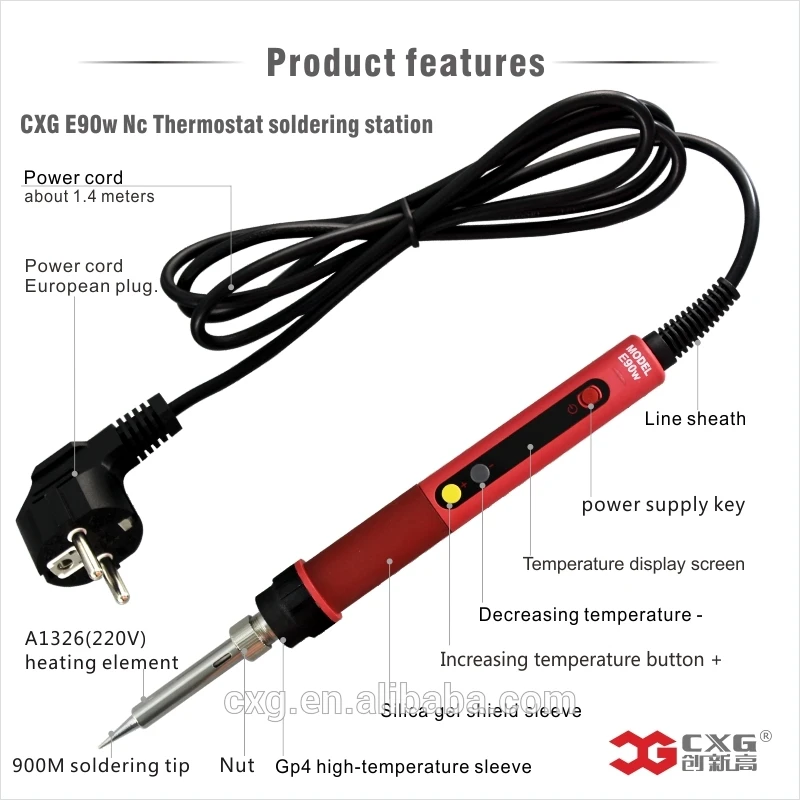 CXG E90WT Электрические паяльники 90 Вт 220 В светодиодный паяльник с регулируемой
