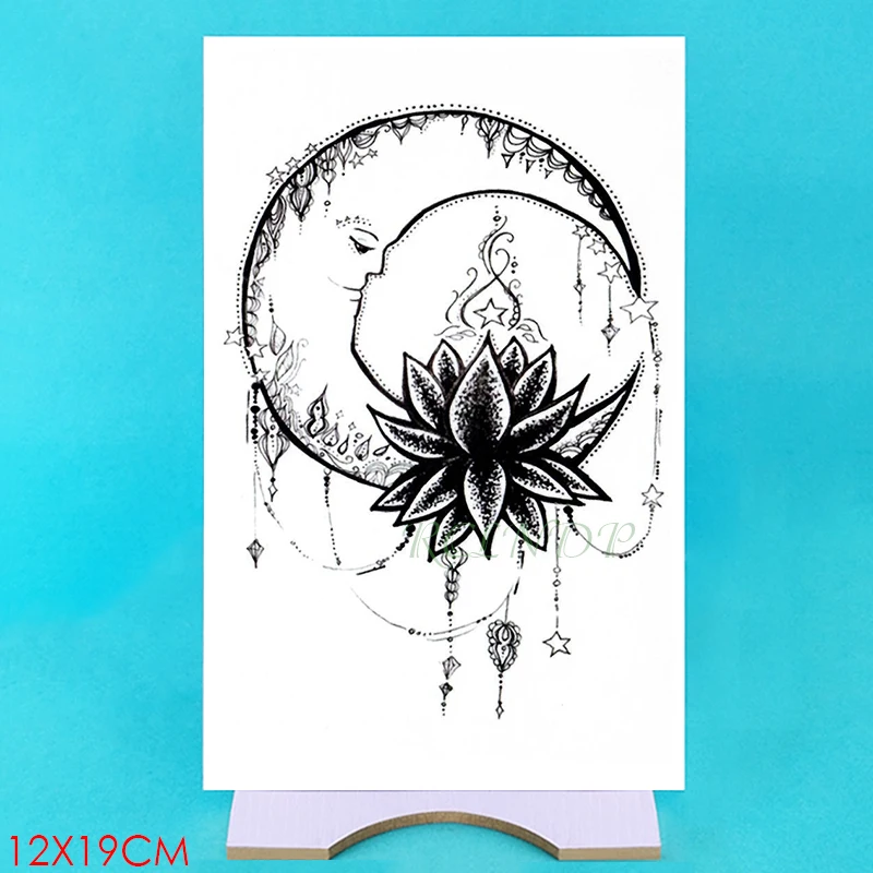 Водостойкие временные тату наклейки луна цветок звезда ожерелье поддельные боди