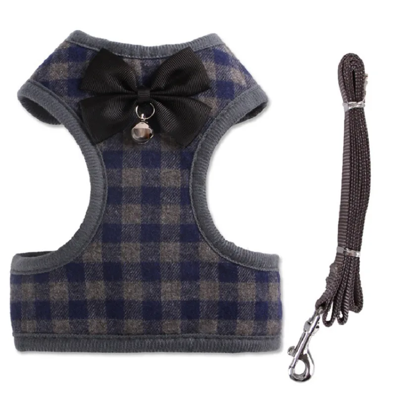 

Adjustable Dog Harness Training Dog Chest Strap Breathable Nylon Mesh Chest Straps Set With Bell Cute Bowknot Clothes