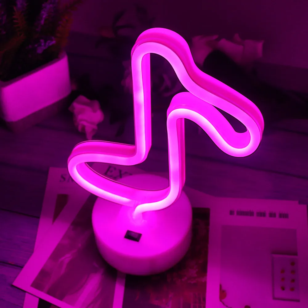 Note Pink Декоративный светодиодный неоновый светильник знак с изображением луны и звезд, лампа USB светодиодный ночной Светильник s украшение для дома Свадебная вечеринка подарки неоновая лампа с цоколем - Испускаемый цвет: Note Pink