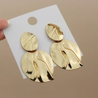 bohemian geometric gold color big leaf shape drop earrings for women statement accessories punk long female party earrings