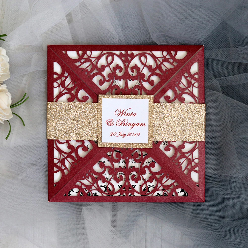 10 шт. кружевной полый лазерный разрез с цветами для свадебных приглашений