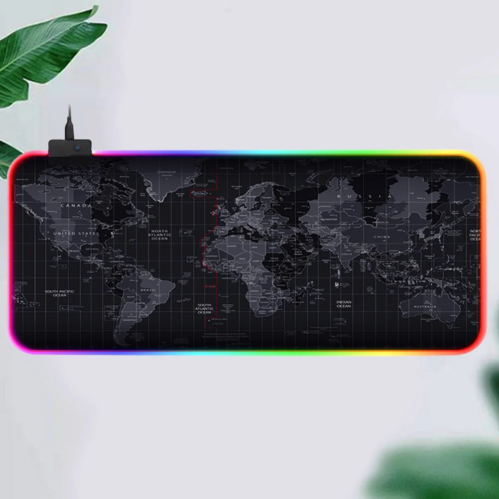 

Коврик для клавиатуры с узором в виде карты RGB, светящийся игровой коврик, нескользящий коврик для клавиатуры для дома и офиса (черный)