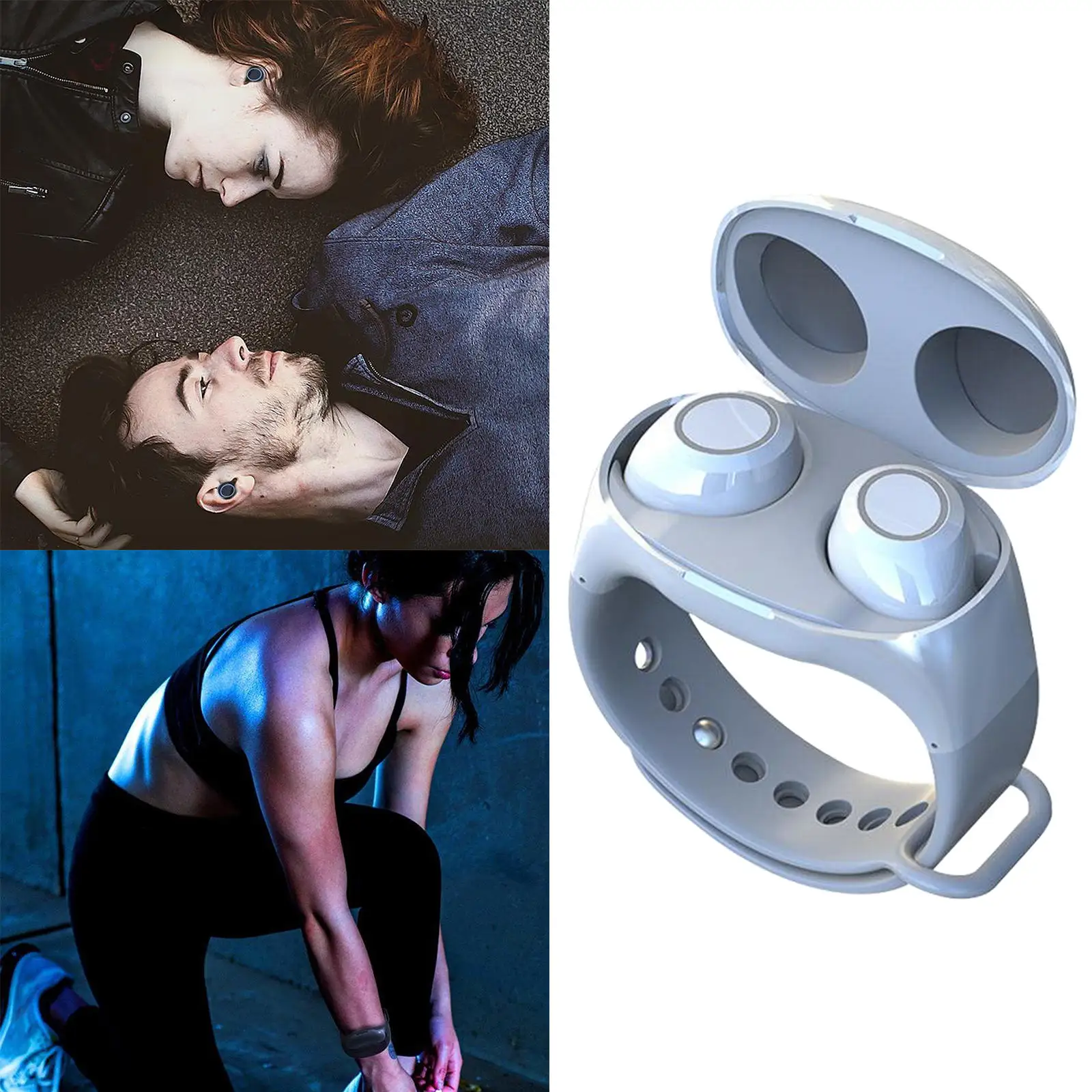 2 в 1 Bluetooth 5.0 беспроводные наушники спортивные гарнитура с умным браслетом