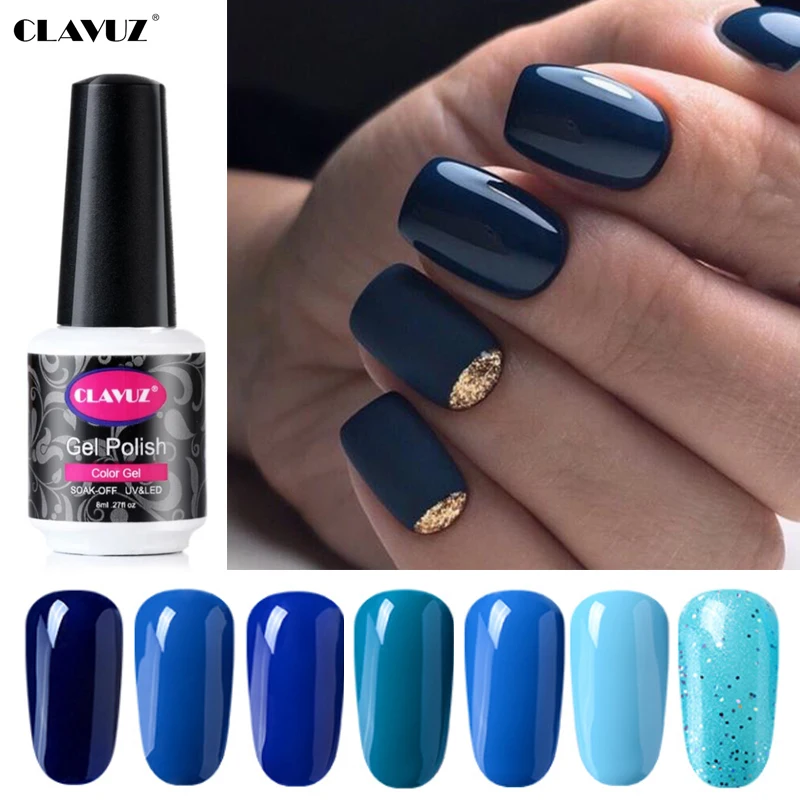 CLAVUZ 8 мл синяя серия + Платина матовое верхнее покрытие эффект Гель-лак для ногтей