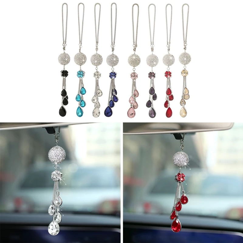 

Crystal Car Pendant Rear View Mirror Ornament Creative Auto Diamond Decoration Car Pendant Hanging Metal Crystal Ball
