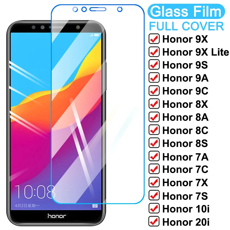 Защитное стекло закаленное 9H для Huawei Honor 7A 7C 7X 7S 8X 8A 8C 8S 9X 8 Lite 9A 9C 9S 9i 10i 20i Play |